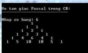 Vẽ tam giác Pascal trong C#